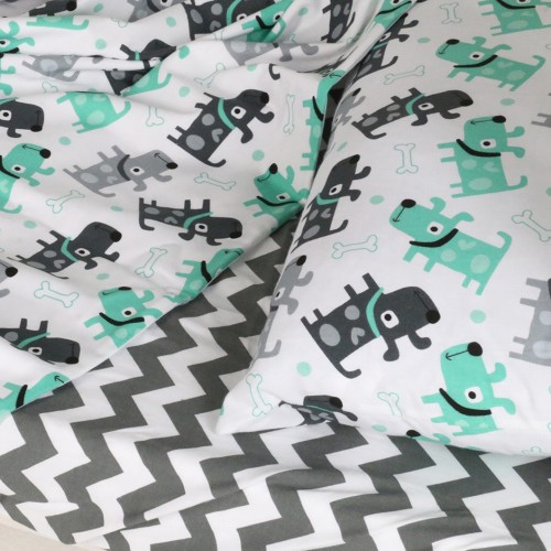 Комплект постельного белья в кроватку с веселыми собаками